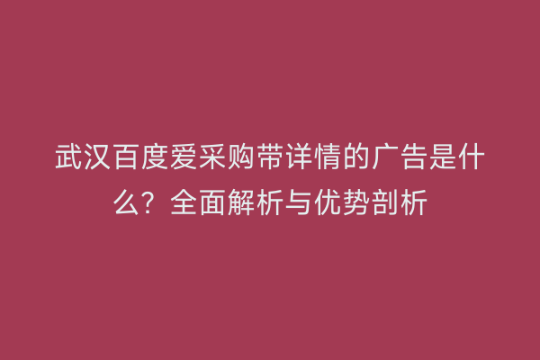 武汉百度爱采购带详情的广告是什么？全面解析与优势剖析