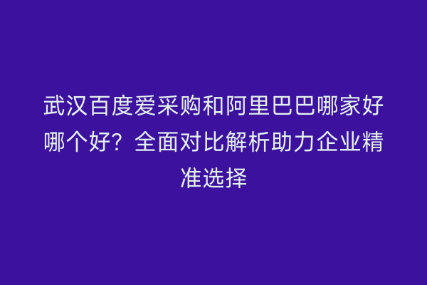 武汉百度爱采购和阿里巴巴哪家好哪个好？全面对比解析助力企业精准选择