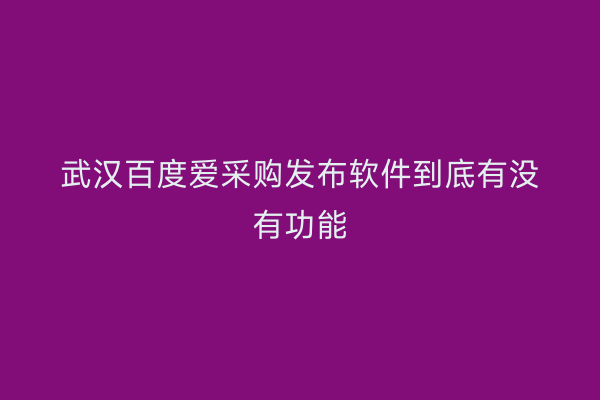 武汉百度爱采购发布软件到底有没有功能