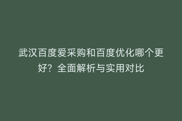 武汉百度爱采购和百度优化哪个更好?全面解析与实用对比