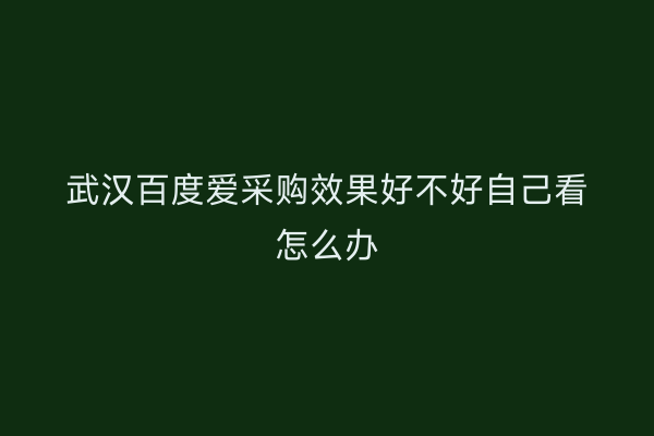 武汉百度爱采购效果好不好自己看怎么办