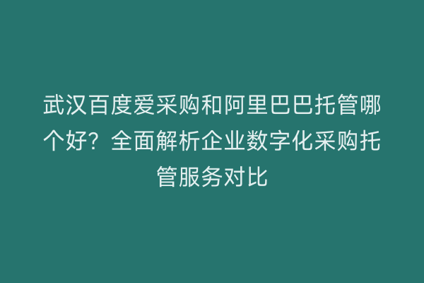 武汉百度爱采购和阿里巴巴托管哪个好？全面解析企业数字化采购托管服务对比