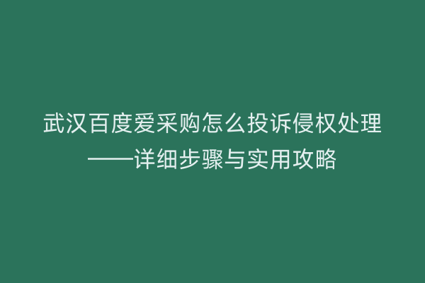 武汉百度爱采购怎么投诉侵权处理——详细步骤与实用攻略