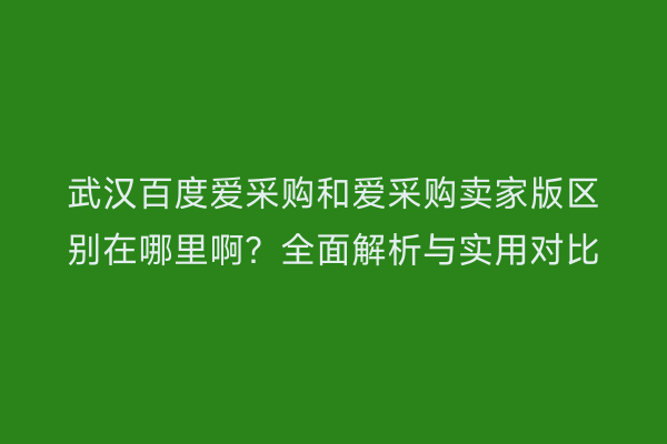 武汉百度爱采购和爱采购卖家版区别在哪里啊？全面解析与实用对比