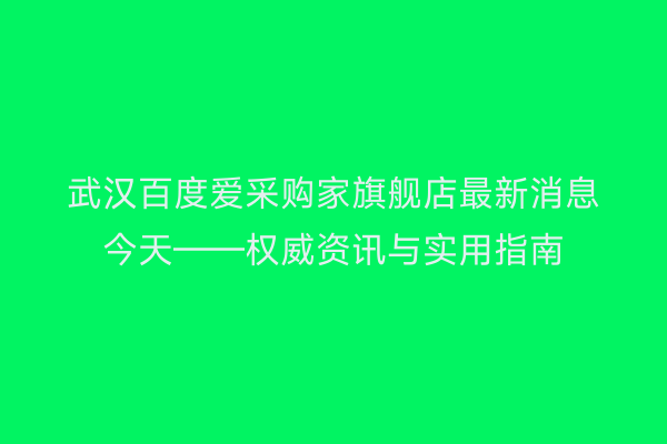 武汉百度爱采购家旗舰店最新消息今天——权威资讯与实用指南