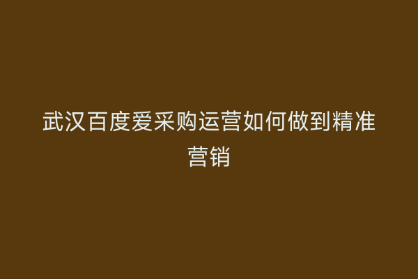 武汉百度爱采购运营如何做到精准营销