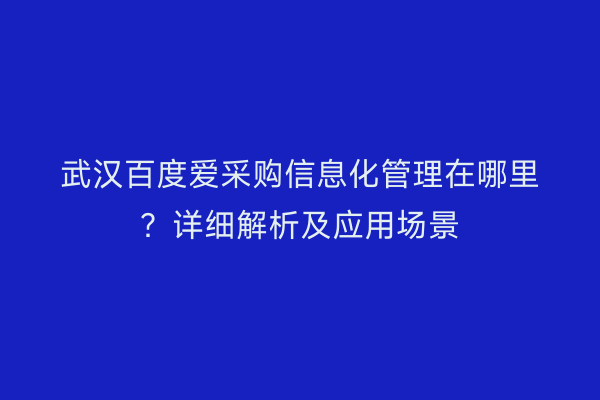 武汉百度爱采购信息化管理在哪里？详细解析及应用场景