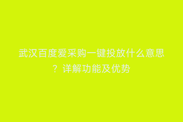 武汉百度爱采购一键投放什么意思？详解功能及优势