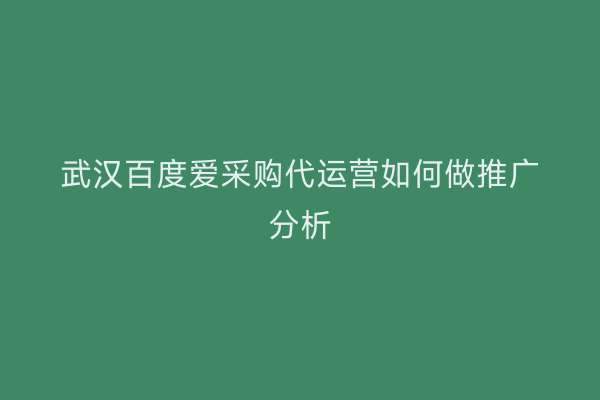 武汉百度爱采购代运营如何做推广分析