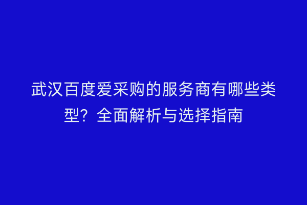 武汉百度爱采购的服务商有哪些类型？全面解析与选择指南
