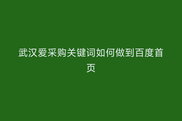 武汉爱采购关键词如何做到百度首页