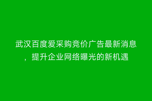 武汉百度爱采购竞价广告最新消息，提升企业网络曝光的新机遇