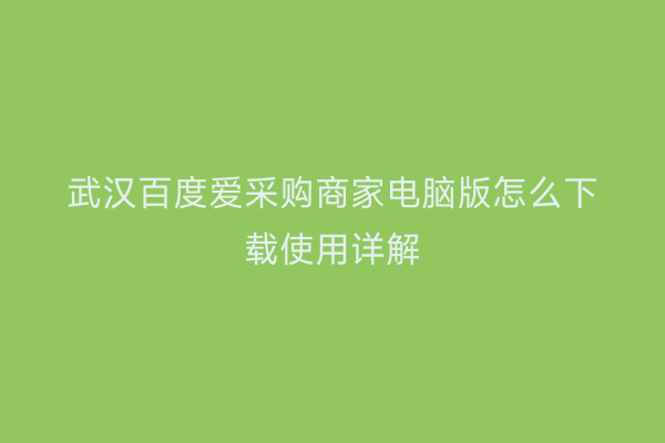 武汉百度爱采购商家电脑版怎么下载使用详解