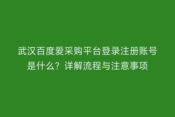 武汉百度爱采购平台登录注册账号是什么？详解流程与注意事项