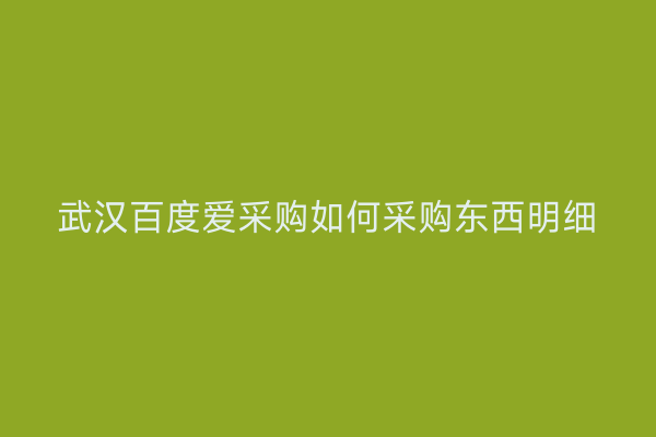 武汉百度爱采购如何采购东西明细