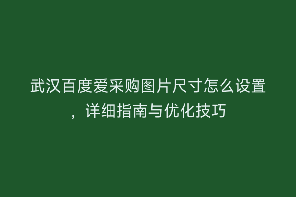 武汉百度爱采购图片尺寸怎么设置，详细指南与优化技巧