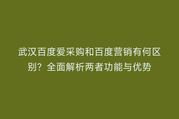武汉百度爱采购和百度营销有何区别？全面解析两者功能与优势
