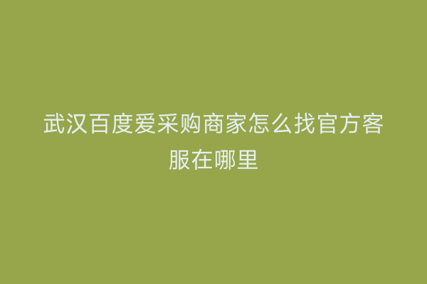 武汉百度爱采购商家怎么找官方客服在哪里