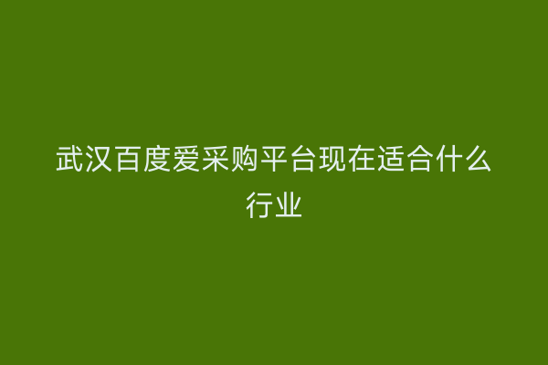 武汉百度爱采购平台现在适合什么行业