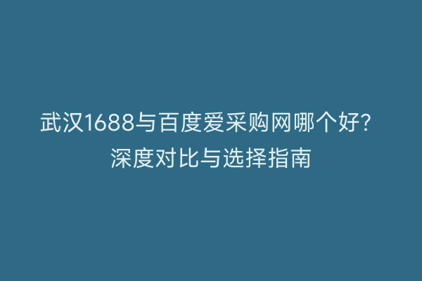 武汉1688与百度爱采购网哪个好？深度对比与选择指南