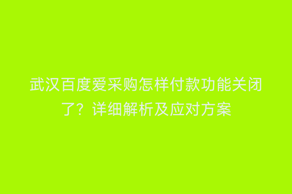 武汉百度爱采购怎样付款功能关闭了？详细解析及应对方案