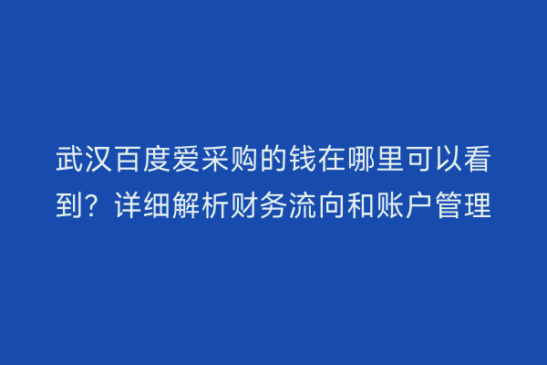 武汉百度爱采购的钱在哪里可以看到？详细解析财务流向和账户管理