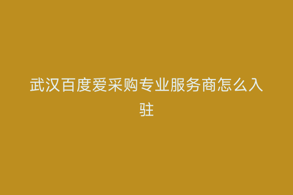武汉百度爱采购专业服务商怎么入驻