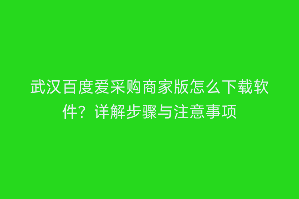 武汉百度爱采购商家版怎么下载软件？详解步骤与注意事项