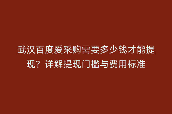 武汉百度爱采购需要多少钱才能提现？详解提现门槛与费用标准