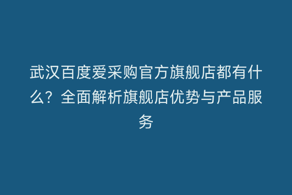 武汉百度爱采购官方旗舰店都有什么？全面解析旗舰店优势与产品服务