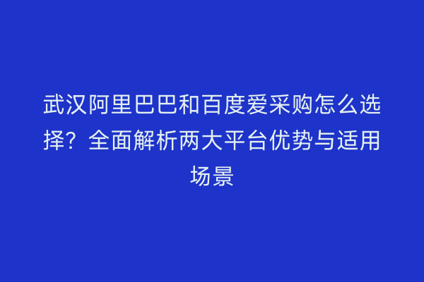 武汉阿里巴巴和百度爱采购怎么选择？全面解析两大平台优势与适用场景