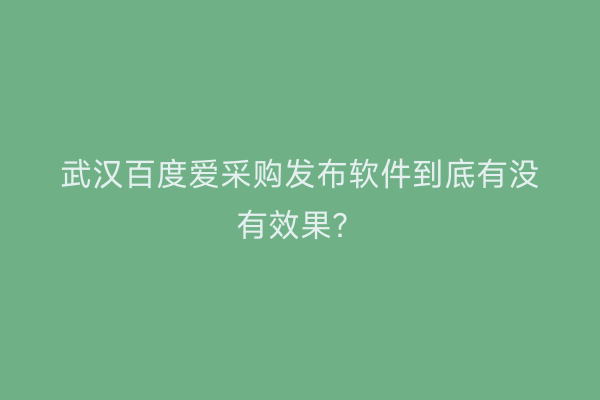 武汉百度爱采购发布软件到底有没有效果？