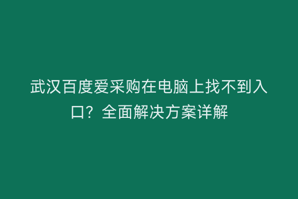 武汉百度爱采购在电脑上找不到入口？全面解决方案详解