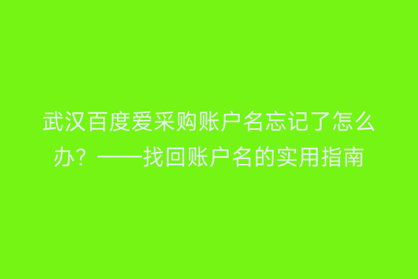 武汉百度爱采购账户名忘记了怎么办？——找回账户名的实用指南