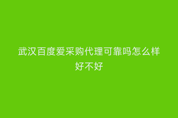 武汉百度爱采购代理可靠吗怎么样好不好