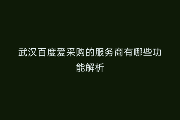 武汉百度爱采购的服务商有哪些功能解析