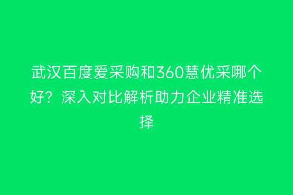 武汉百度爱采购和360慧优采哪个好？深入对比解析助力企业精准选择