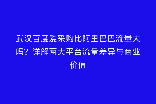 武汉百度爱采购比阿里巴巴流量大吗?详解两大平台流量差异与商业价值