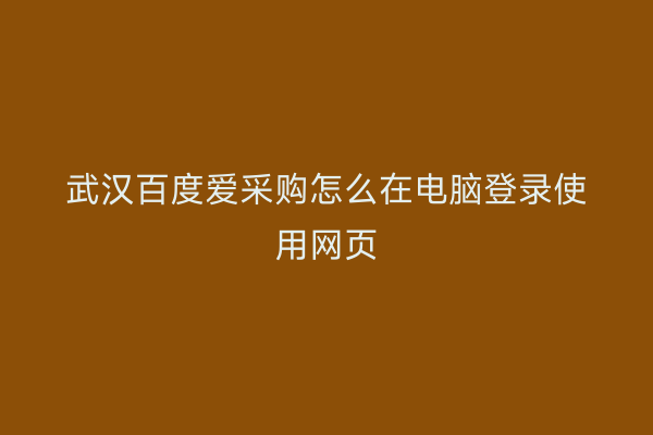 武汉百度爱采购怎么在电脑登录使用网页
