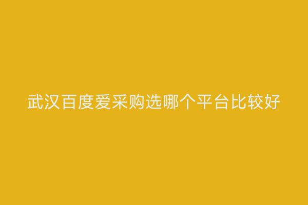 武汉百度爱采购选哪个平台比较好