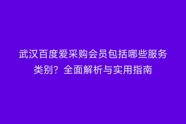 武汉百度爱采购会员包括哪些服务类别？全面解析与实用指南