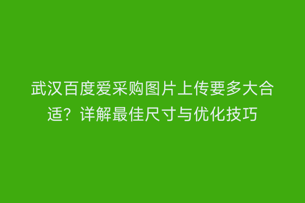武汉百度爱采购图片上传要多大合适？详解最佳尺寸与优化技巧
