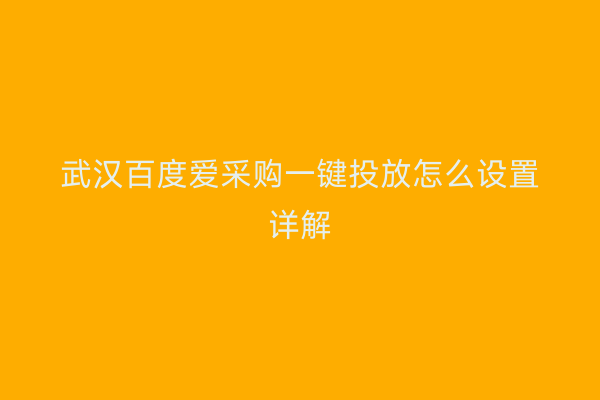 武汉百度爱采购一键投放怎么设置详解