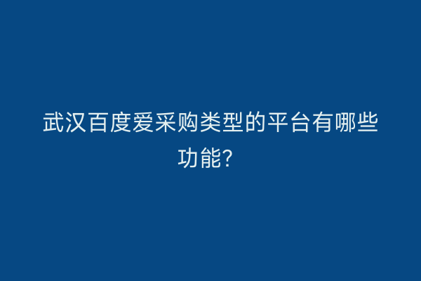 武汉百度爱采购类型的平台有哪些功能？