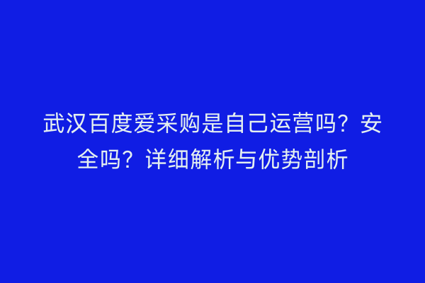 武汉百度爱采购是自己运营吗？安全吗？详细解析与优势剖析