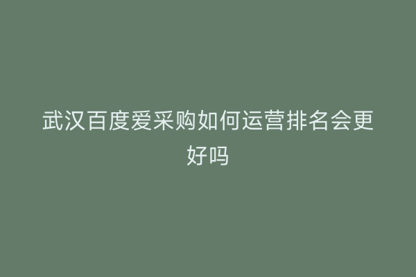 武汉百度爱采购如何运营排名会更好吗