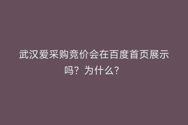 武汉爱采购竞价会在百度首页展示吗？为什么？