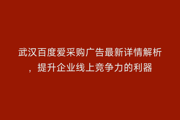 武汉百度爱采购广告最新详情解析，提升企业线上竞争力的利器