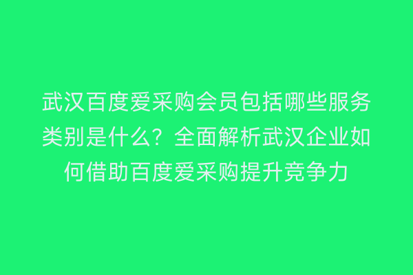 武汉百度爱采购会员包括哪些服务类别是什么？全面解析武汉企业如何借助百度爱采购提升竞争力
