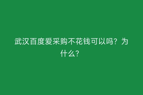 武汉百度爱采购不花钱可以吗？为什么？